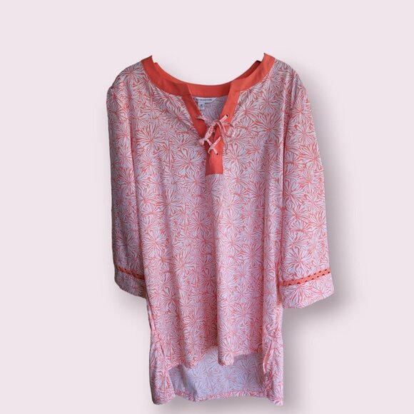 Southern Tide Women's Hailey Printed Performance Tunic in Conch Shell Coral M - Picture 10 of 14